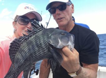 black sea bass selfie- Newport RI